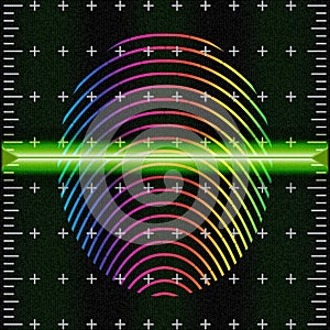 Fingerprint scan provides security access. Biometrics identification. Futuristic interface scanner fingerprint