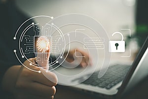 Fingerprint scan for secure access and unlock design concept