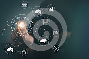 Fingerprint scan for secure access and unlock design concept