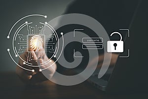 Fingerprint scan for secure access and unlock design concept