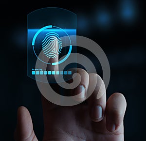 Fingerprint scan security access with biometrics identification photo