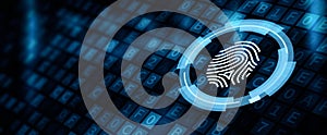 Fingerprint scan security access with biometrics identification photo