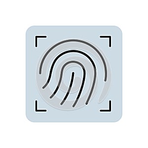 Fingerprint scaner simple app icon, authentication symbol, digital security sign, thin line style vector illustration