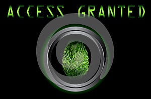 Fingerprint on scanner access granted