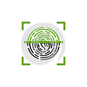 Fingerprint scanner color flat icon, data protection