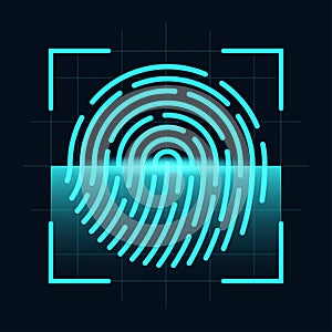 Fingerprint scanner concept. Digital and cyber security, biometric authorization. Fingerprint on scanning screen photo