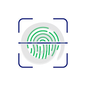 Fingerprint Scanner Line Icon. Digital Security, Identification System. Biometric Security Technology. Finger Print