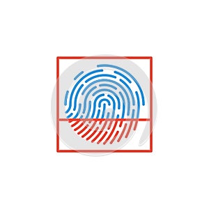 Fingerprint scanning icon isolated on white background. Vector illustration