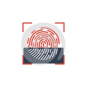 Fingerprint scanning icon isolated on white background. Vector illustration