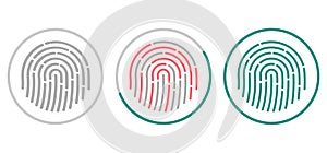 Fingerprint scanning icons isolated on white background. Biometric authorization symbol. Vector illustration. photo