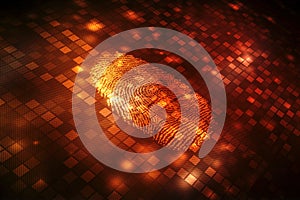 Fingerprint Scanning Identification System. Biometric Authorization and Business Security Concept, fingerprint Scanning on digital