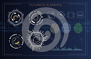 Fingerprint Scanning Identification system in futuristic HUD style. Biometric Interface. Recognition biometric