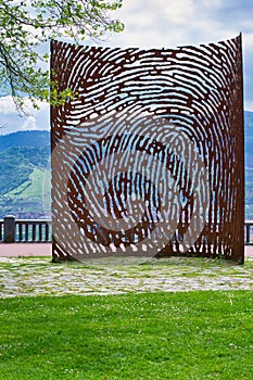 Fingerprint Sculpture or Escultura de la Huella in Bilbao, Spain at Mount Artxanda lookout