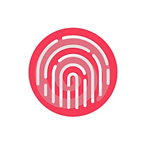 Fingerprint security button icon vector, touch finger thumb print id symbol for biometric thumbprint identification