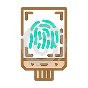 fingerprint sensor module color icon vector illustration