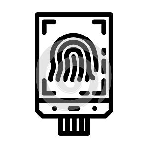 fingerprint sensor module line icon vector illustration