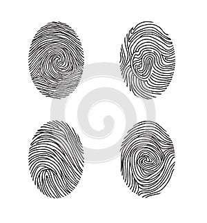 Fingerprint set. Abstract lswirl line decor elements with finger