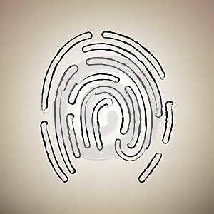 Fingerprint sign illustration. Vector. Brush drawed black icon a