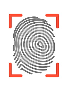 Fingerprint sign isolated on white flat vector illustration