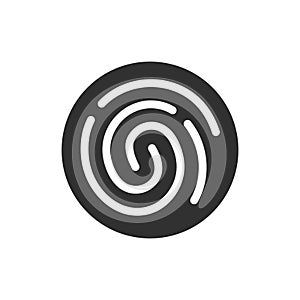 Fingerprint simple round black icon, line style authentication symbol