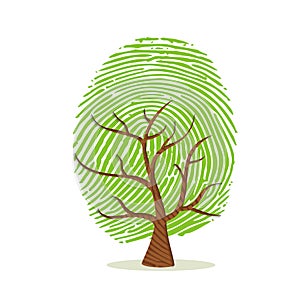 Fingerprint tree of green human finger print