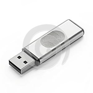 Fingerprint USB flash drive white background