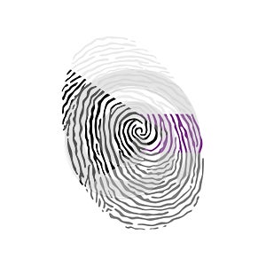 Fingerprint vector colored with the Demisexual pride flag isolated on white background Vector Illustration