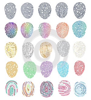 Fingerprint vector fingerprinting identity with fingertip identification illustration set of fingering print and photo