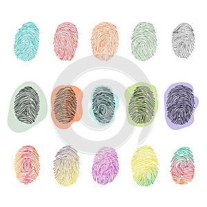 Fingerprint vector fingerprinting identity with fingertip identification illustration set of fingering print or security