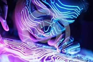 Fingerprint verification under glowing UV light photo