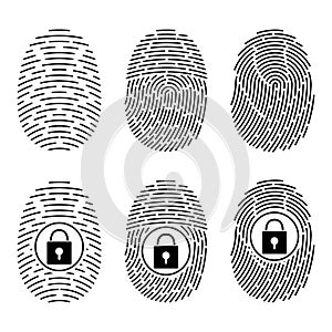 Fingerprints set. Vector Security system. Digital lock