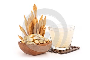 Fingerroot or galingale rhizome and juice isolated on white background clipping path