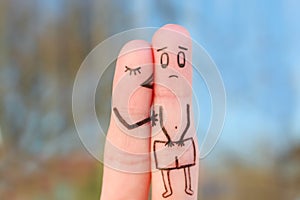 Fingers art of couple. Concept of impotence photo