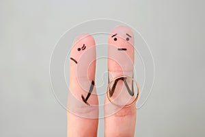 Fingers art of couple. Concept man made an offer to get married