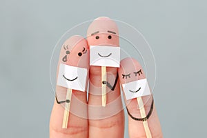 Fingers art of family. Concept of people hiding emotions