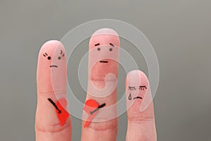 Fingers art of family during quarrel.