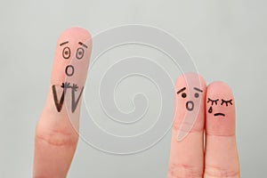 Fingers art of family during quarrel.