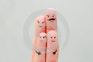 Fingers art of happy family. Concept parents and children