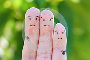 Fingers art of happy family. Concept parents and children together