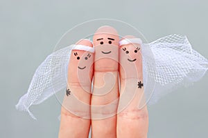 Fingers art of happy people. Plural marriage
