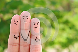 Fingers art of people. Concept of positive and negative emotions