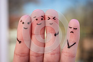 Fingers art of people. loneliness, allocation from crowd. photo