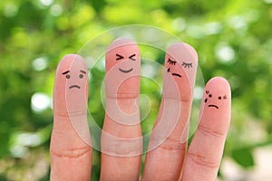 Fingers art of people. Pessimists and optimist