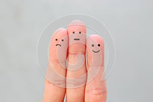 Fingers art of people. positive and negative emotions
