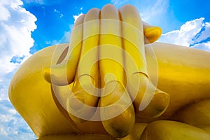 Fingers of the big golden Buddha statue at Wat Muang Temple, Angthong province, thailand