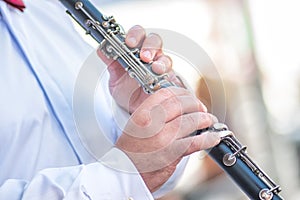 Fingers of a clarinet player