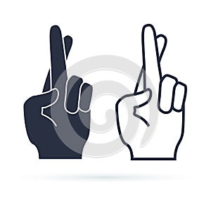 Fingers crossed, hand gesture. Lie, on luck, superstition symbol or icon. Vector illustration