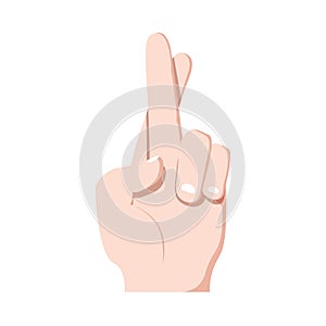 Fingers crossed, hand gesture. Lie, on luck, superstition symbol or modern icon. Vector illustration.