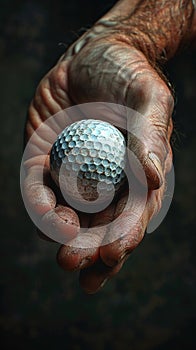 Fingers delicately holding a golf ball