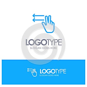 Fingers, Gesture, Lefts Blue Outline Logo Place for Tagline